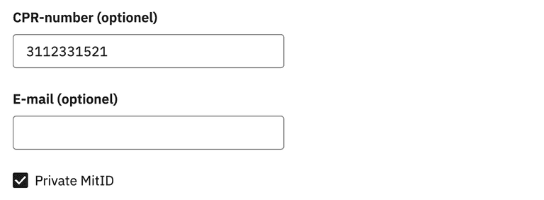 MitID Simulator form